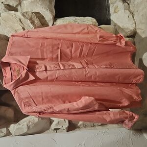 Indigo Palms Denim Company Salmon Color Button Down Shirt Contrast Turn Cuffs